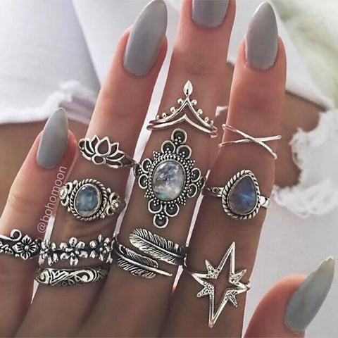 Women Vintage Boho  Figure Rings Sets