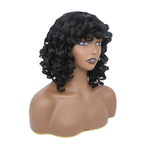 Curly Wig with Bangs for Black Women