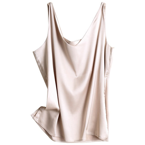 Women Sleeveless Satin Silk Tank Tops