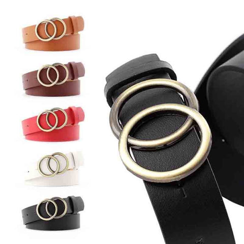 Women PU Leather Metal Buckle Belts