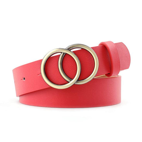 Women PU Leather Metal Buckle Belts