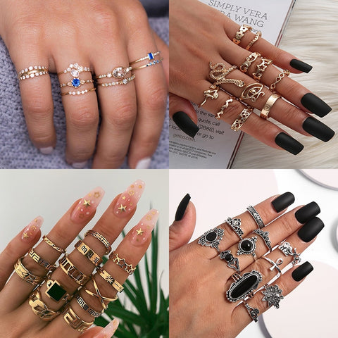 Women Vintage Boho  Figure Rings Sets