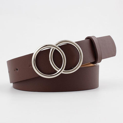 Women PU Leather Metal Buckle Belts