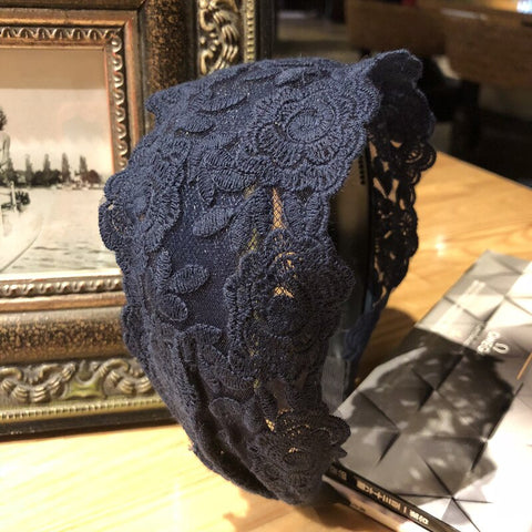 Women Embroidery Flower Wide Headbands
