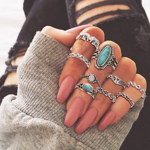 Women Vintage Boho  Figure Rings Sets