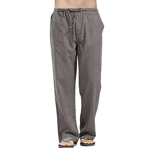 Men Solid Color Linen Pants