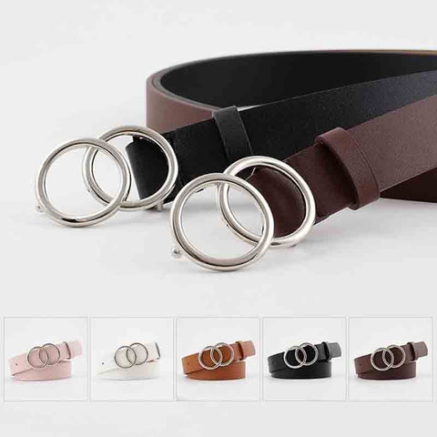 Women PU Leather Metal Buckle Belts