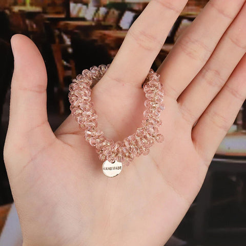 Women Elastic Crystal Pearl Hair Ring