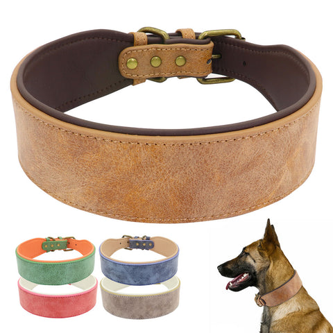 Dog Wide Leather Padded Collar