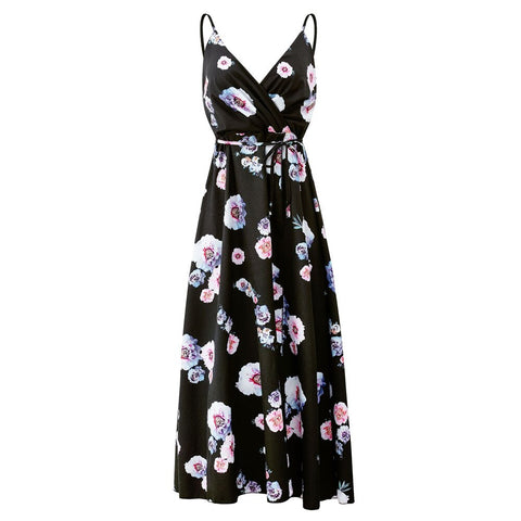 Women Floral Print Beach Party Slip Dresses