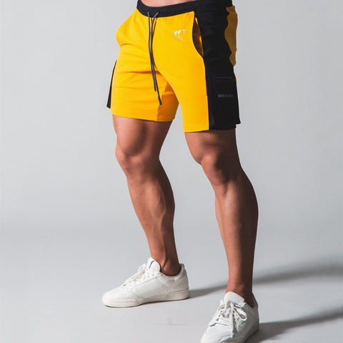 Men Cotton Casual Patchwork Shorts