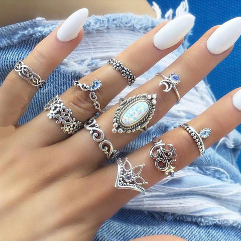 Women Vintage Boho  Figure Rings Sets