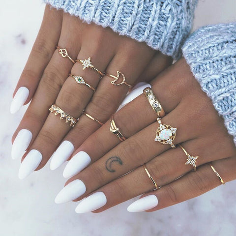 Women Vintage Boho  Figure Rings Sets
