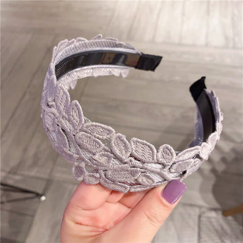 Women Embroidery Flower Wide Headbands