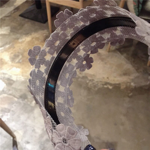 Women Embroidery Flower Wide Headbands