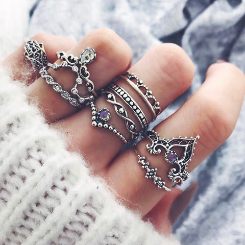 Women Vintage Boho  Figure Rings Sets