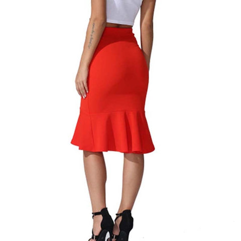 Women  Elastic High Waist Ruffles Skirts
