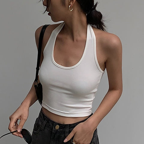 Female Cotton Sexy Backless Tank Tops