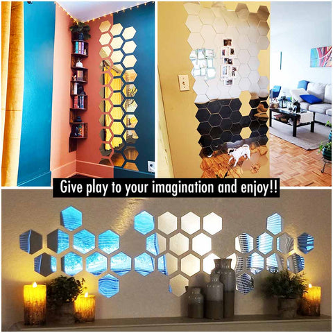 Hexagon Mirror Wall Stickers