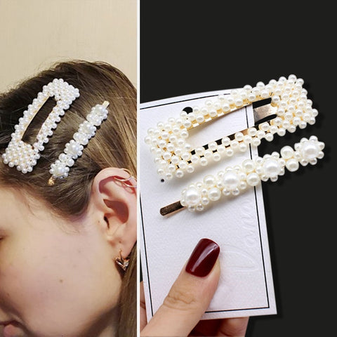 Women Handmade Pearls Hair Clips