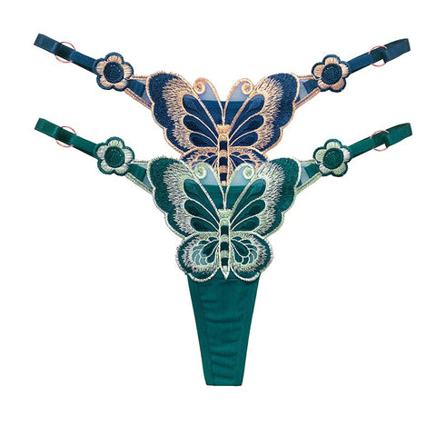 Women  Embroidery Thongs Panties