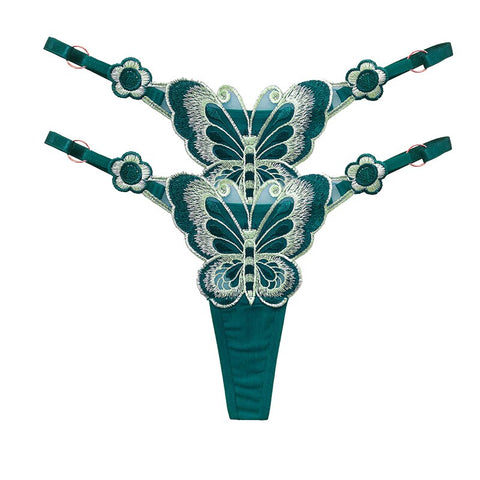 Women  Embroidery Thongs Panties