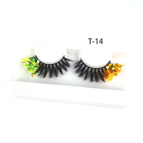 Eyelashes with Color Fluorescence with Sequins False Lashes