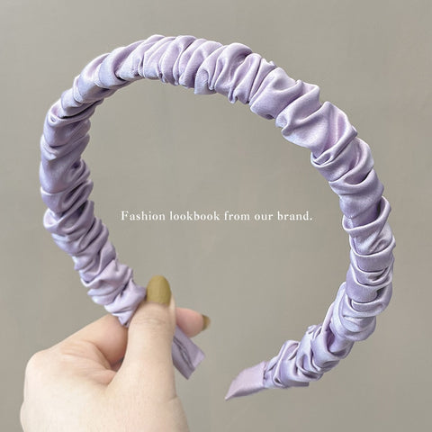 Women  Candy Color Pleated Bowknot Hairbands