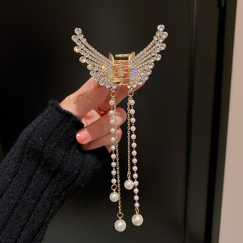 Women Butterfly  Pearl Tassel hair clip