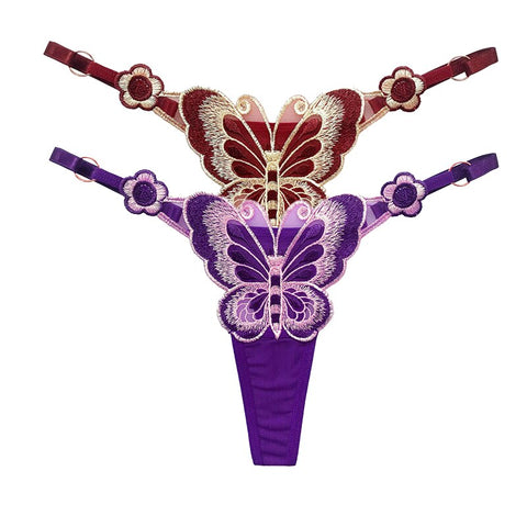 Women  Embroidery Thongs Panties