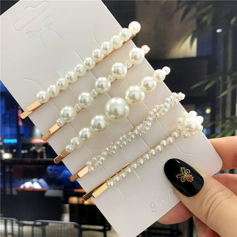 Women Handmade Pearls Hair Clips