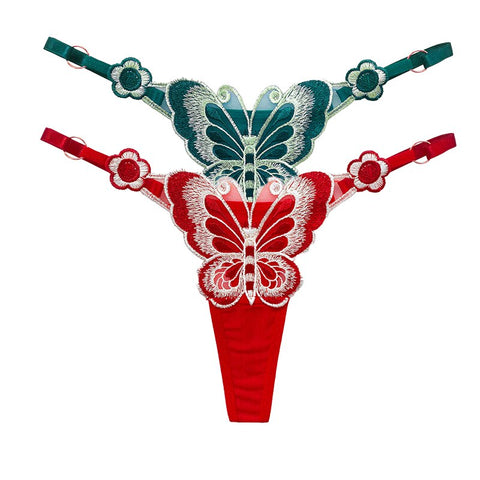Women  Embroidery Thongs Panties