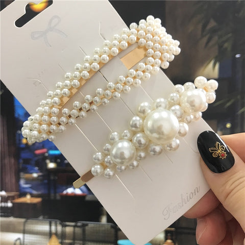 Women Handmade Pearls Hair Clips