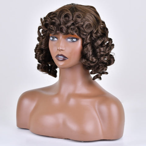 Curly Wig with Bangs for Black Women