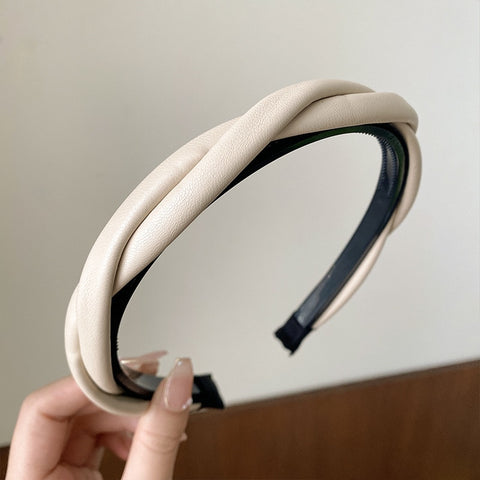 Women Pu Leather Braided headband