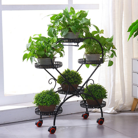 Black Metal Plant Flowerpot Stands 6 Pots Plants Flower Stand