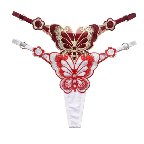 Women  Embroidery Thongs Panties