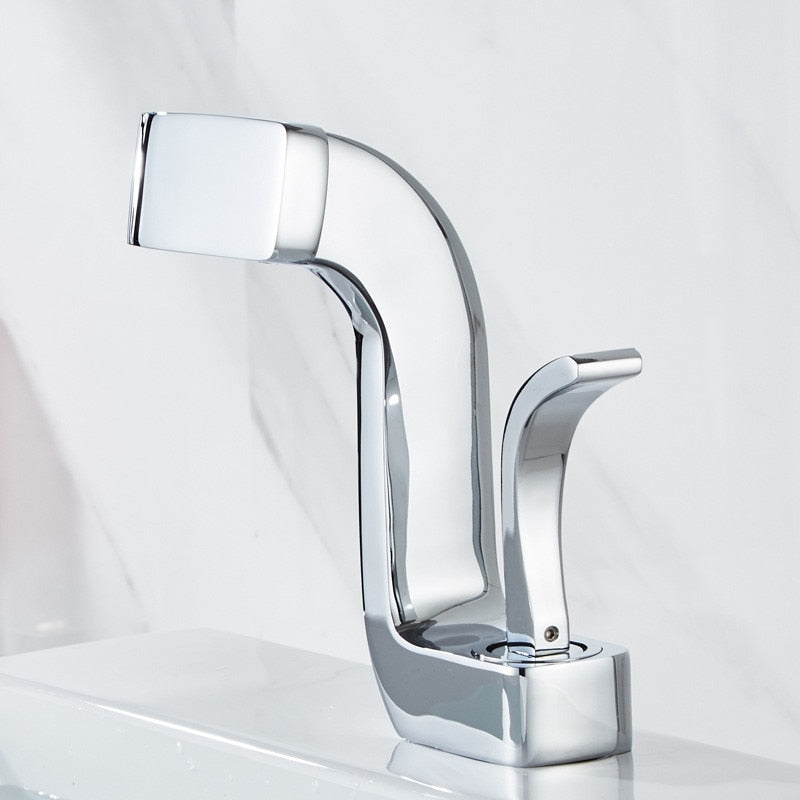 Brass Gold White Bathroom Basin Faucet