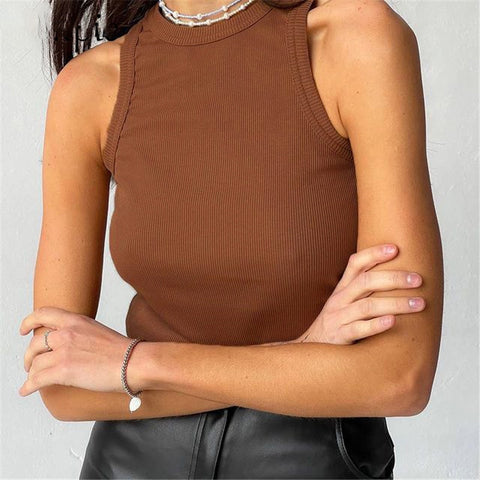 Women Sleeveless Knitted Casual Tops