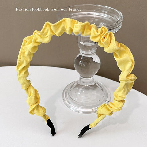 Women  Candy Color Pleated Bowknot Hairbands