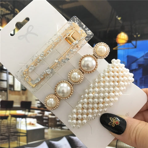 Women Handmade Pearls Hair Clips