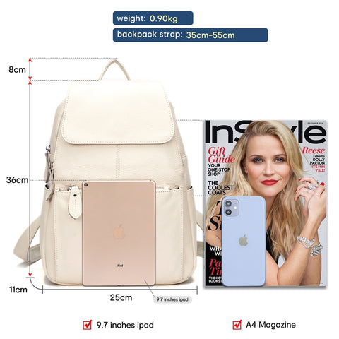 Women Genuine Leather Large Backpack