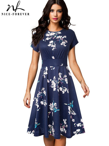Women Floral Print Round Dress