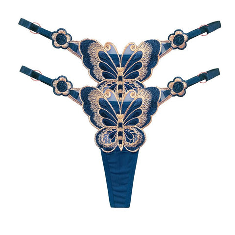Women  Embroidery Thongs Panties