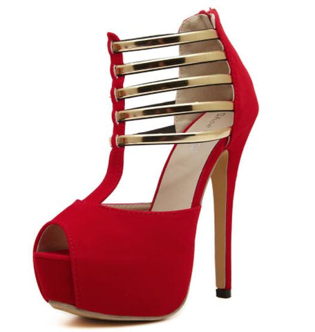 Women Flock Buckle Strap Sandals