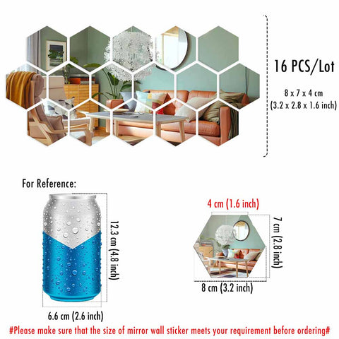 Hexagon Mirror Wall Stickers