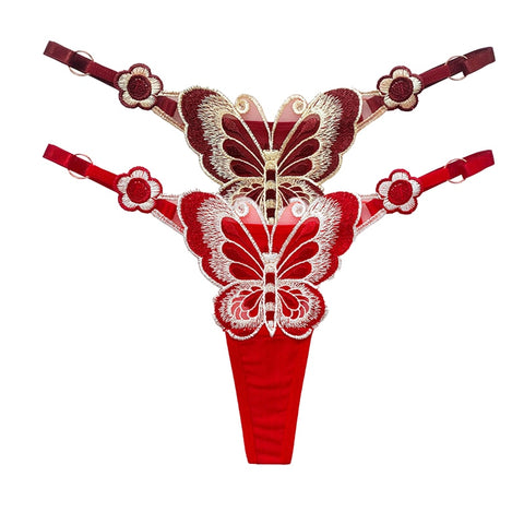 Women  Embroidery Thongs Panties