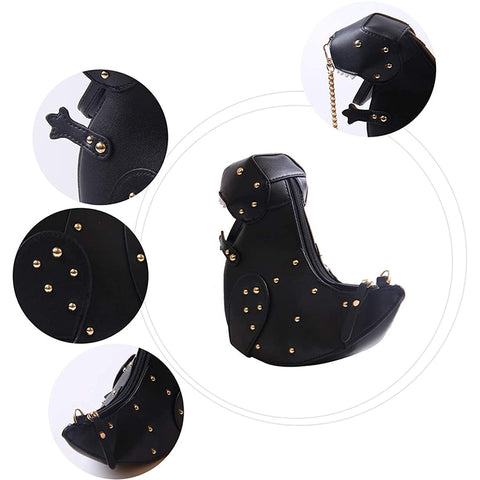 Women Dinosaur Design Rivets Crossbody Bag