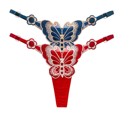 Women  Embroidery Thongs Panties