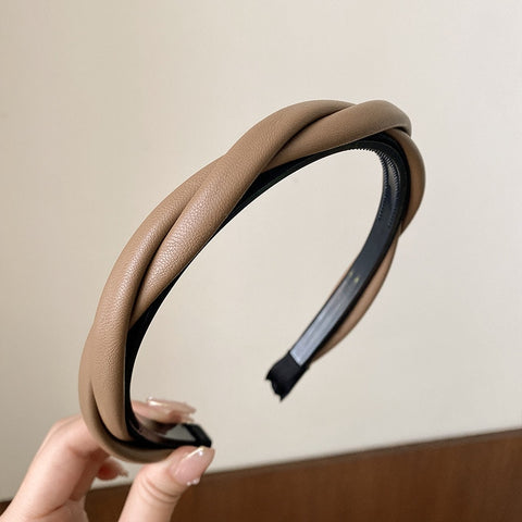 Women Pu Leather Braided headband
